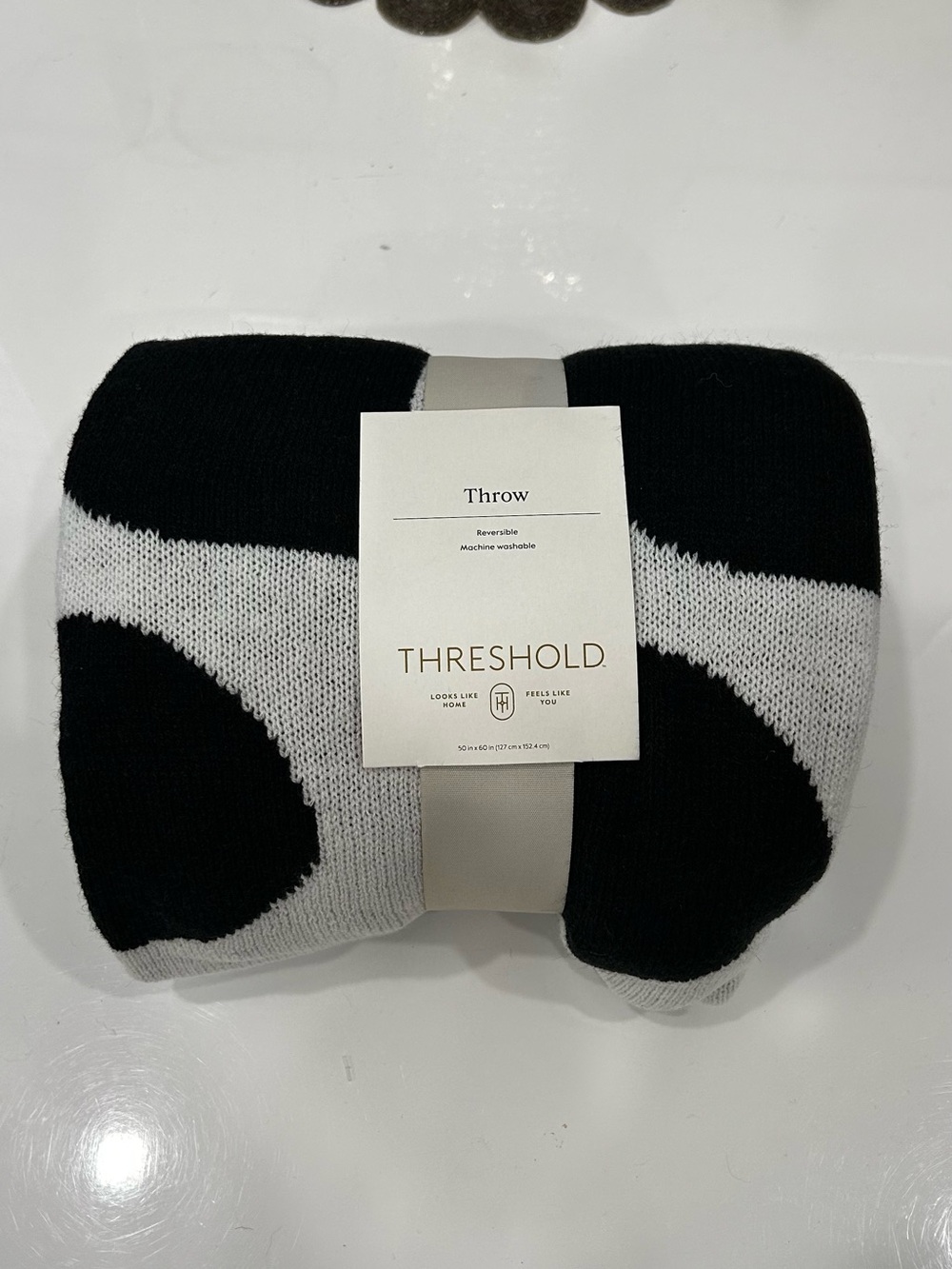 Threshold Black and White Knit Throw